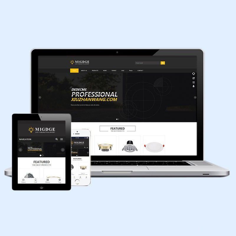 dedecms响应式灯具灯饰英文外贸类网站织梦模板带自适应手机端源码下载D66